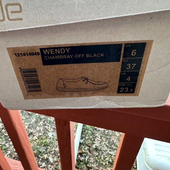 HEY DUDE WENDY CHAMBRAY OFF BLACK 6 NIB - Picture 2 of 5